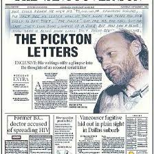 A newspaper clipping of the Robert Pickton Letters