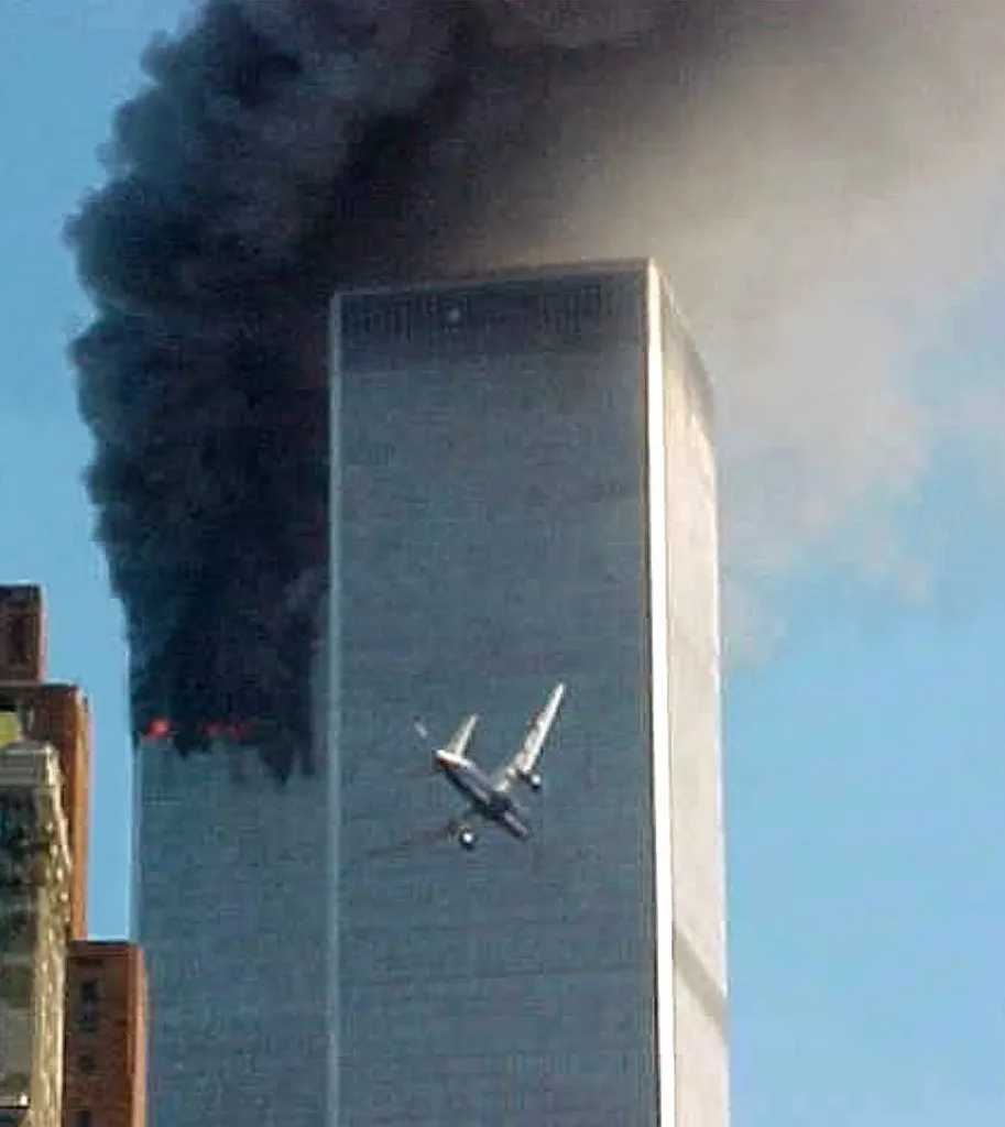 A picture of the second aircraft taken a second before it slammed into the WTC tower