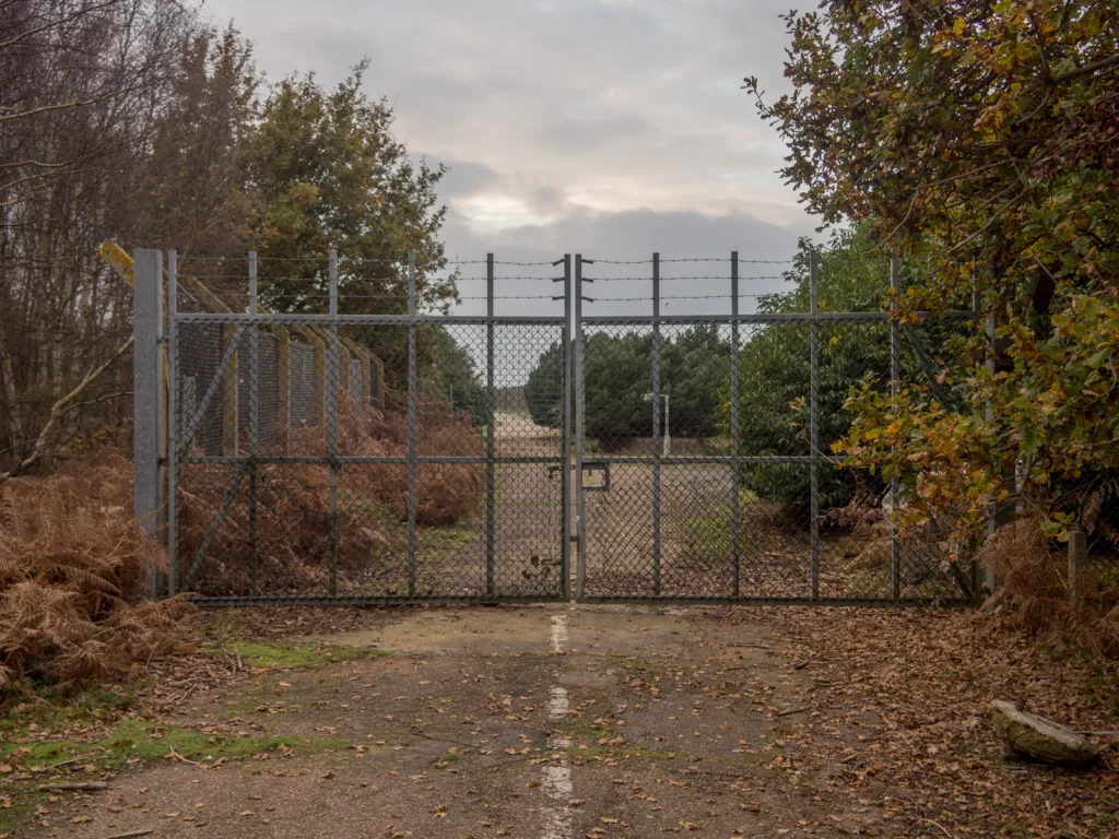 RAF  Woodbridge East Gate that leads to the Airbase