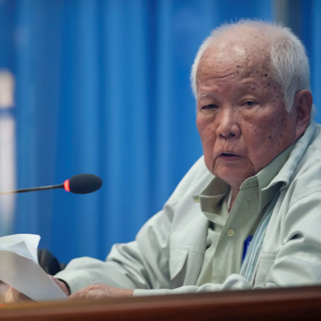 Former Khmer Rouge leader Khieu Samphan denied that he was involved in the massacre