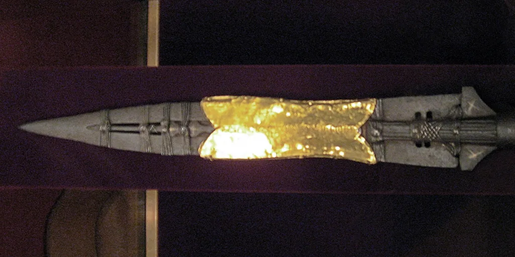 The spear of destiny, also called the Holy Lance, rests in the Hofburg Treasure House today