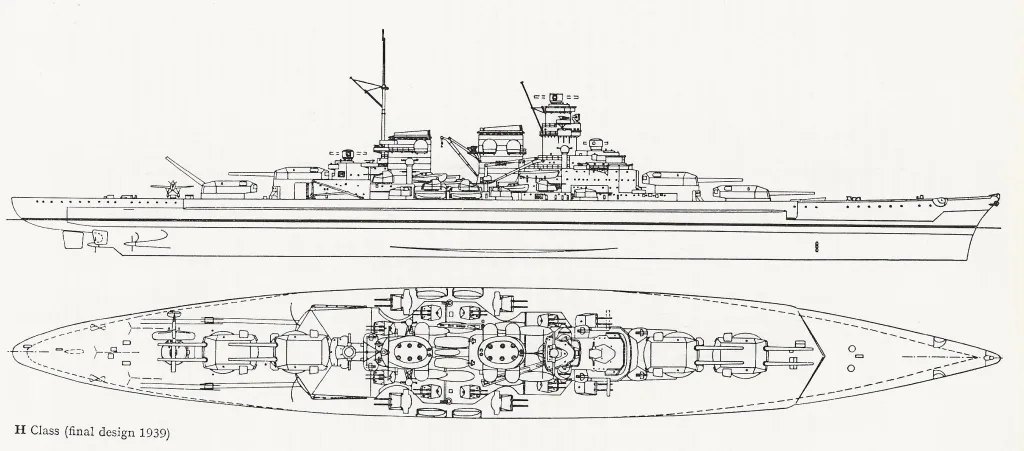 1939 designs of an H Class Battleship
