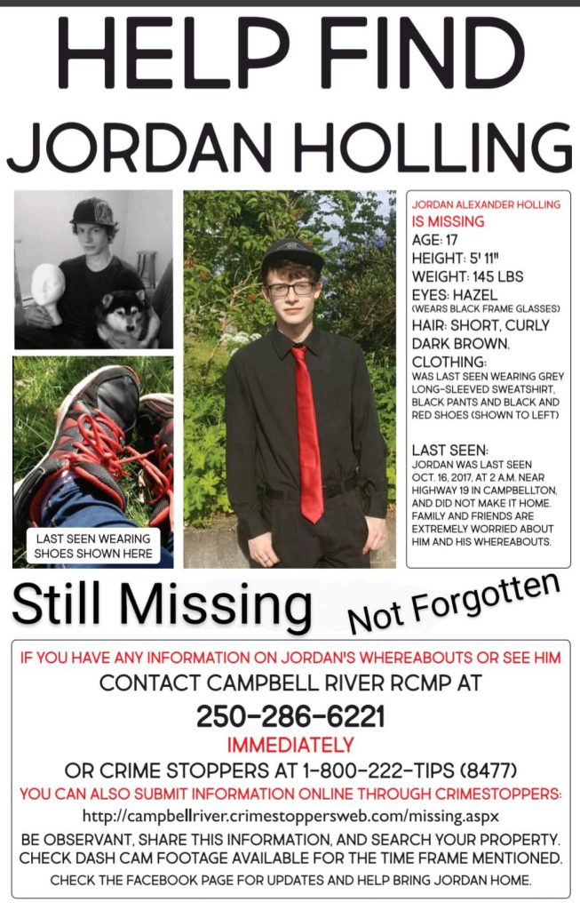 Jordan Holling's missing poster